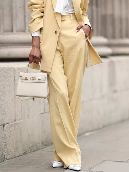 

Urban Plain Straight Pants, Yellow, Pants