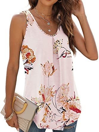 

Sports Crew Neck Plain Tank Top Ruched, Pink-white, Tanks & Camis