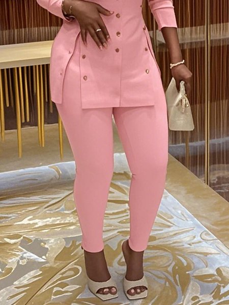 

Urban Plain Slim Fit Pants, Pink, Pants
