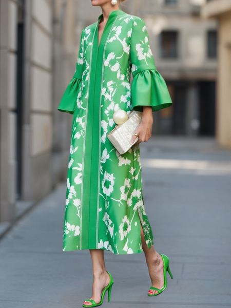 Elegant Floral Printing  Maxi Dress