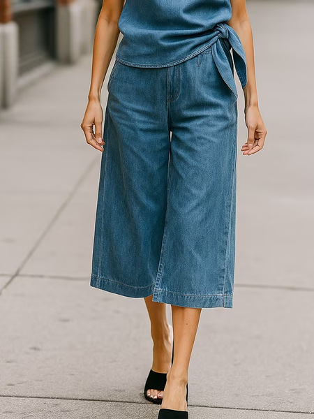 

Urban Plain Loose Denim Shorts, Denim blue, Denim Shorts