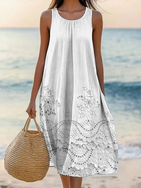 

Women Floral Summer Dress V Neck Sleeveless A-Line Dress, As picture, Dresses