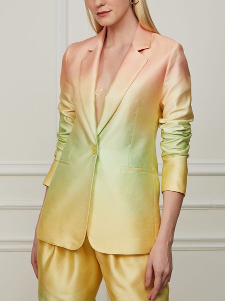 

Urban Printing Ombre Lapel Collar Blazer, As picture, Blazers