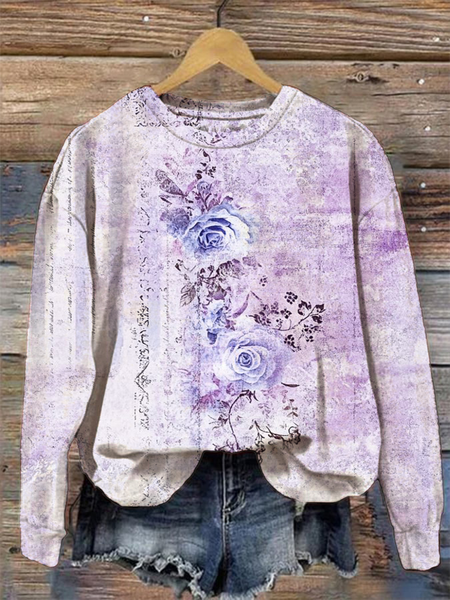 Vintage Crew Neck Floral Sweatshirt