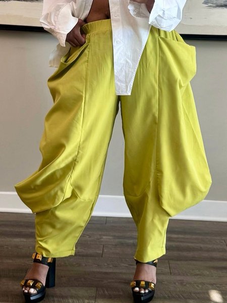 

Urban Plain Fashion Baggy Pants, White, Pants