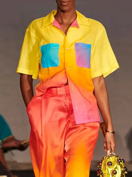 

Urban Ombre Printing Shirt, As picture, Blouses and Shirts