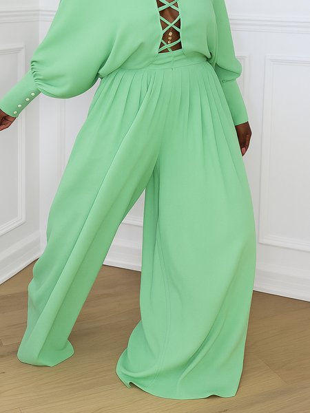 

Vacation Plain Wide Leg Pants, Mint, Pants