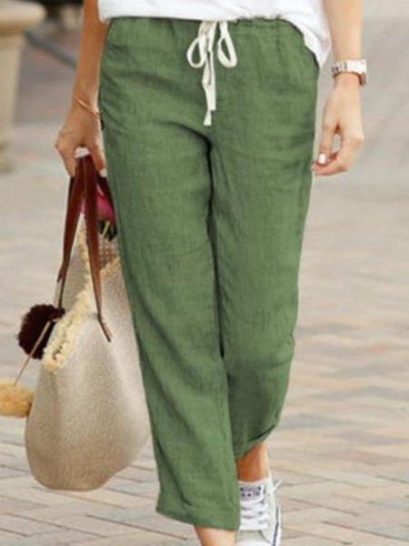 

Women Plain Long Pants Vintage Spring/Fall Trousers, Green, Pants