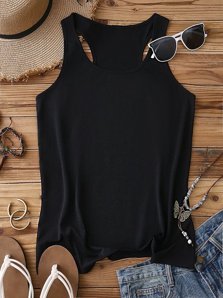 

Sexy Stand Collar Plain Tank Top, Black, Tanks & Camis