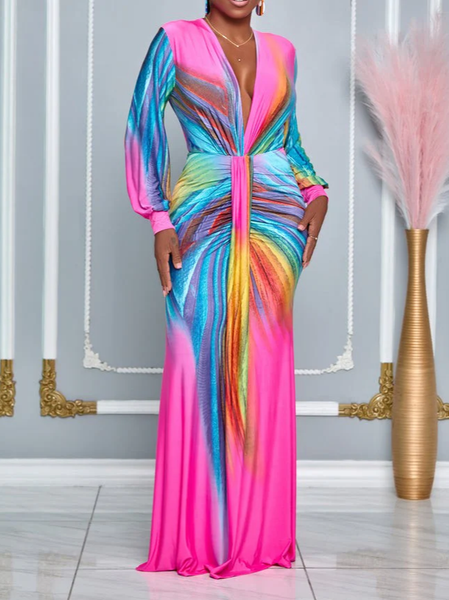 

Urban Ombre Printing Maxi Dress, Pink, Maxi Dresses