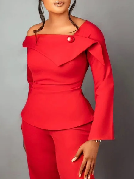 

Urban Plain Irregular Craftsmanship Asymmetrical Split Sleeves Blouse, Red, Blouses and Shirts