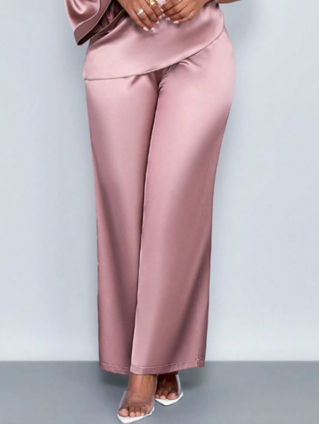 

Elegant Plain Pockets Fashion Pants, Pink, Pants