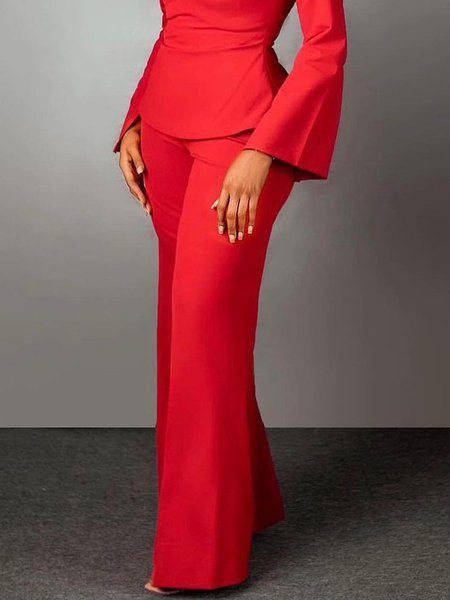

Urban Plain Straight Pants, Red, Pants