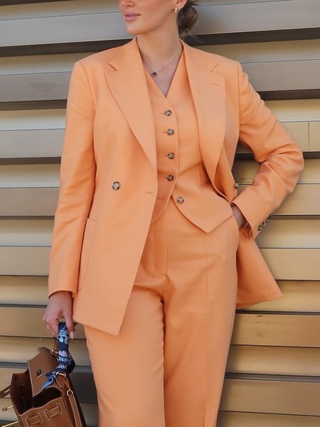 

Urban Plain Lapel Collar Blazer, Orange, Blazers