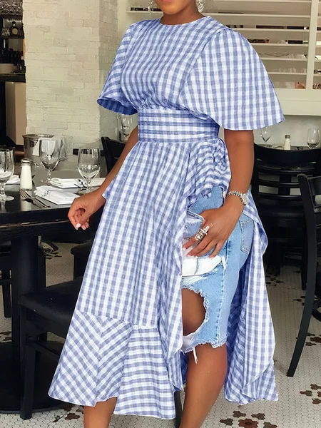 

Casual Plaid Printing Blouse, Blue, Blouses and Shirts