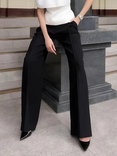 

Urban Plain Straight Pants, Black, Pants