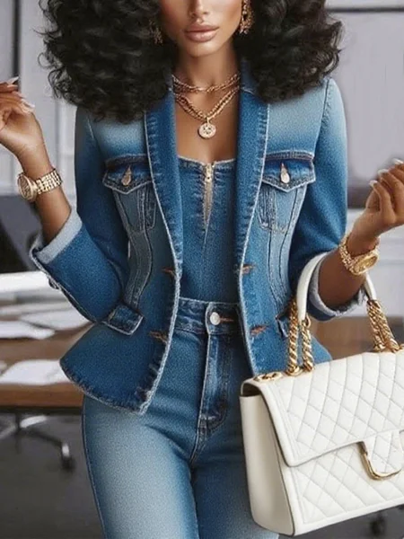 

Urban Distressing Plain Shawl Collar Denim Coat, Blue, Jackets