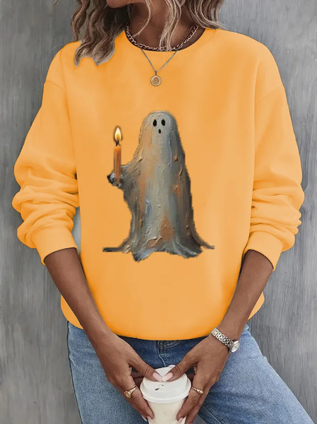 

Women Halloween Crew Neck Printing Casual Spring/Fall Long Sleeve Sweatshirt, Orange, Sweatshirts & Hoodies