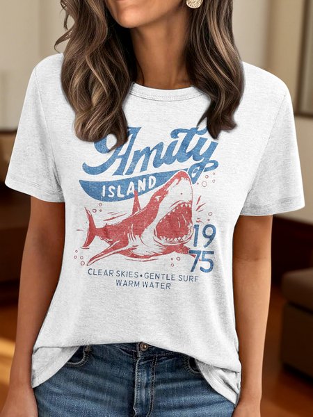 

Vintage Animal Crew Neck Short Sleeve T-shirt, White, T-shirts