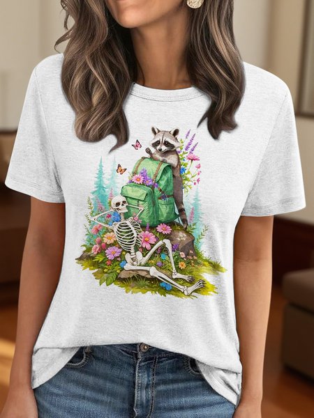 

Vintage Animal Crew Neck Short Sleeve T-shirt, White, T-shirts