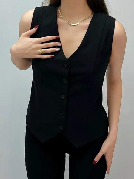 

Women Sleeveless Tank Top Camisole Summer Plain Buckle V Neck Daily Simple Top, Black, Tanks & Camis