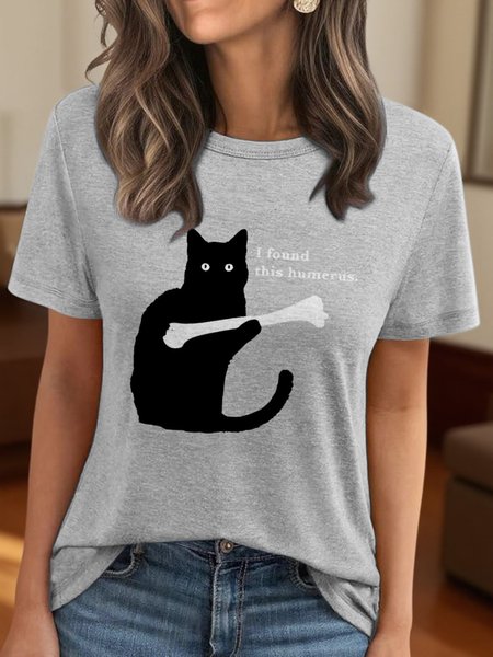 

Vintage Painting Crew Neck Short Sleeve T-shirt, Gray, T-shirts
