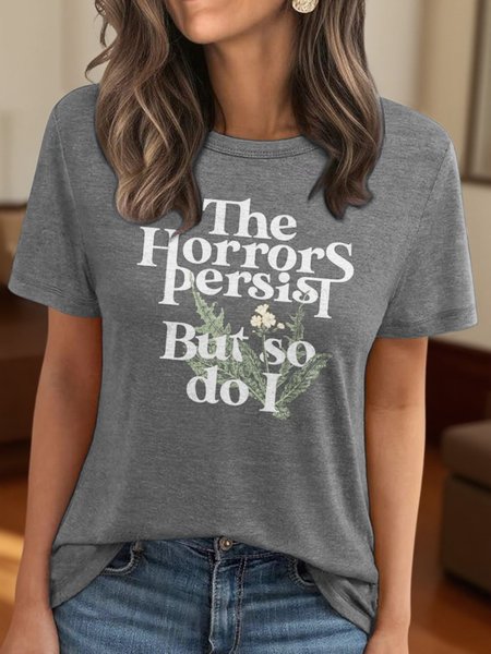 

Vintage Painting Crew Neck Short Sleeve T-shirt, Gray, T-shirts