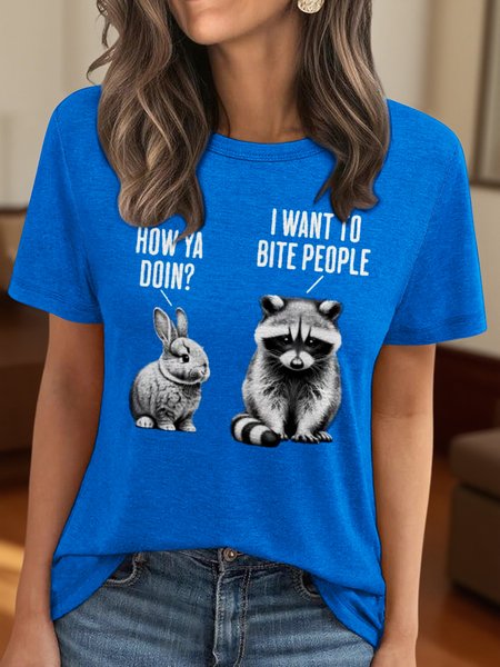

Vintage Animal Crew Neck Short Sleeve T-shirt, Blue, T-shirts