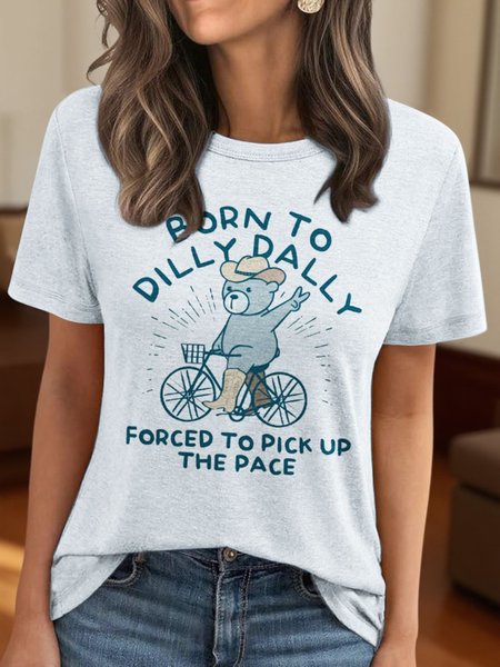 

Vintage Animal Crew Neck Short Sleeve T-shirt, Light blue, T-shirts