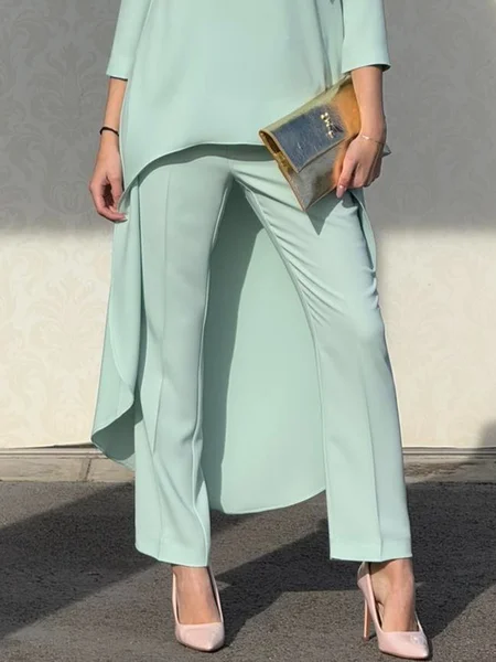 

Elegant Plain Fashion Straight Pants, Light_green, Pants