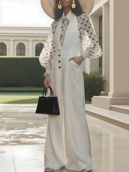 

Urban Plain V Neck Jumpsuit, White, Jumpsuits