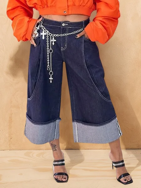 

Plain Denim Loose Urban Jeans, Denim blue, Jeans