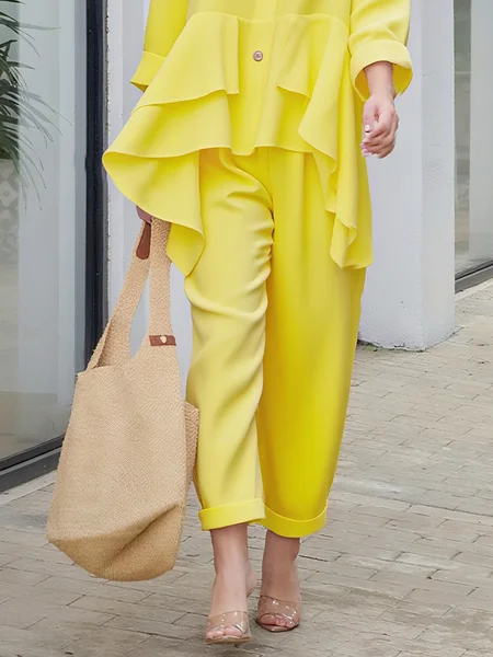 

Urban Plain Fashion Straight Pants, Yellow, Pants
