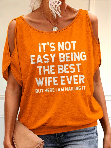 

Casual Text Letters Crew Neck Short Sleeve T-shirt, Orange, T-shirts