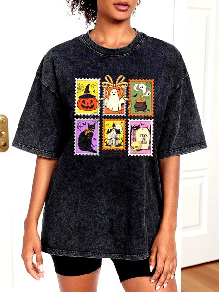 

Vintage Skull Crew Neck Short Sleeve T-shirt, Black, T-shirts