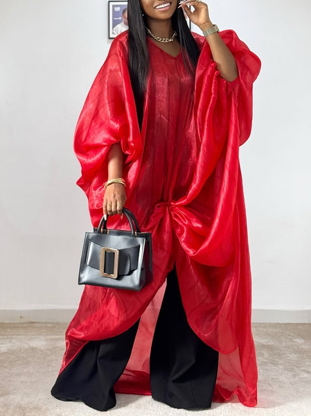 

Urban Plain Shirred V Neck Blouse, Red, Blouses and Shirts