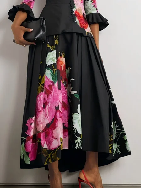 

Urban Floral Maxi Skirt, Black, Skirts