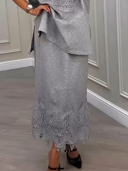 

Casual Split Joint Plain Maxi Skirt, Gray, Skirts