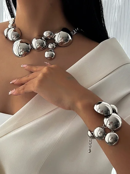 

Necklace Bracelet Set, Silver, Necklaces