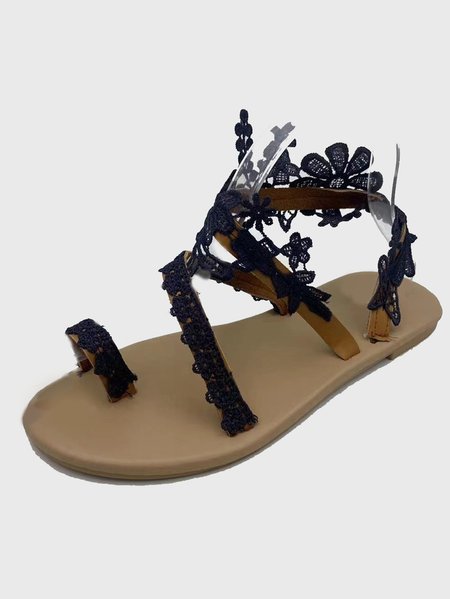 

Casual Floral Slip On Flat Heel Gladiator, Black, Sandals