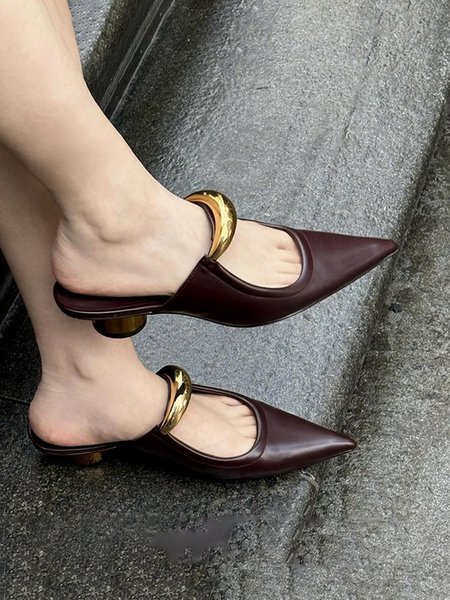 

Pu Plain Urban Shallow Shoes, Deep brown, Heels