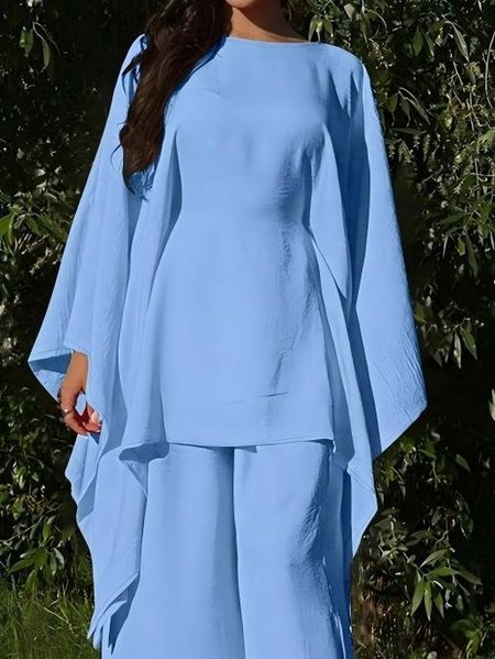 

Casual Plain Crew Neck Blouse, Blue, Blouses and Shirts