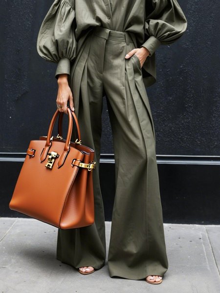 

Cotton And Linen Urban Plain Distressing Wide Leg Pants, As picture, Pants