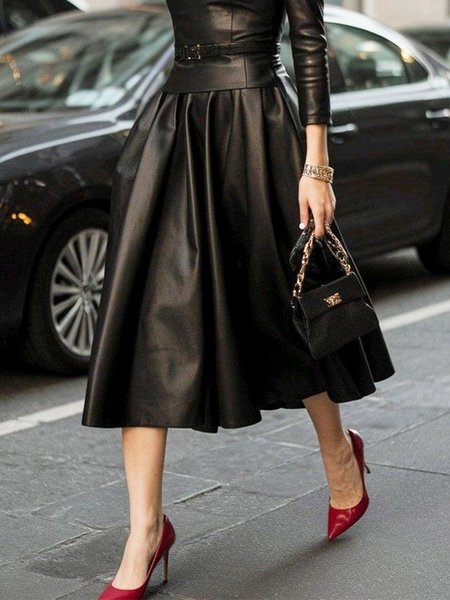 

Urban Plain Maxi Faux Leather Skirt, Black, Skirts