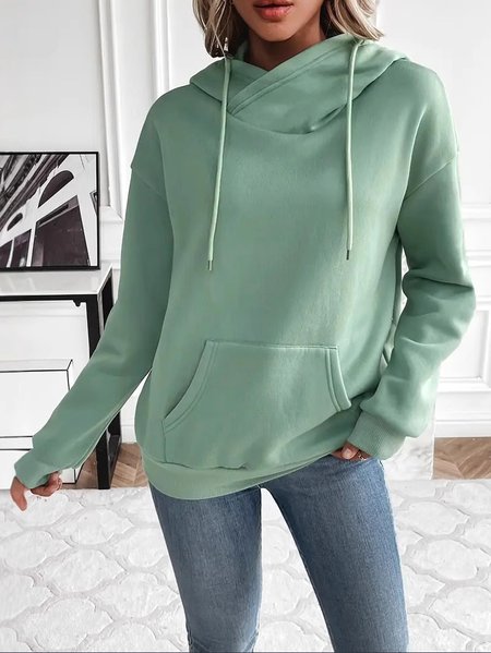 

Casual Hoodie Plain Spring/Fall Cotton Comfy Hoodie, Aqua, Hoodies & Sweatshirts