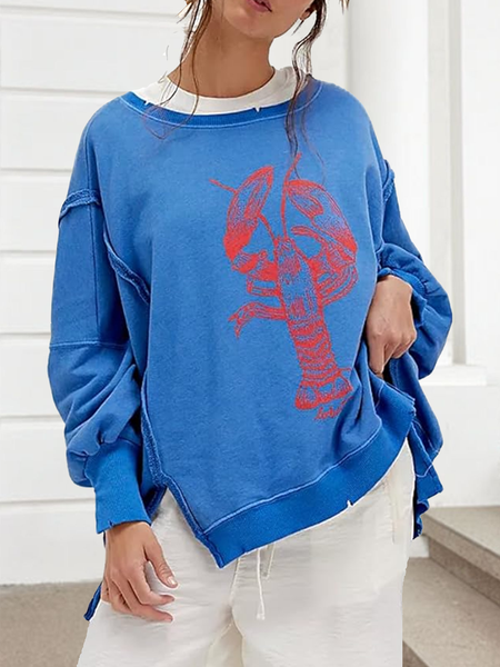 

Casual Crew Neck Animal Sweatshirt, As picture, Hoodies & Sweatshirts