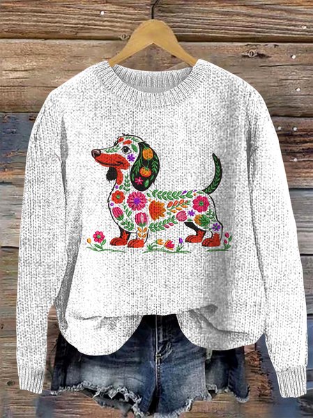 

Women Wool/Knitting Animal Long Sleeve Comfy Casual Sweater, White, Hoodies & Sweatshirts