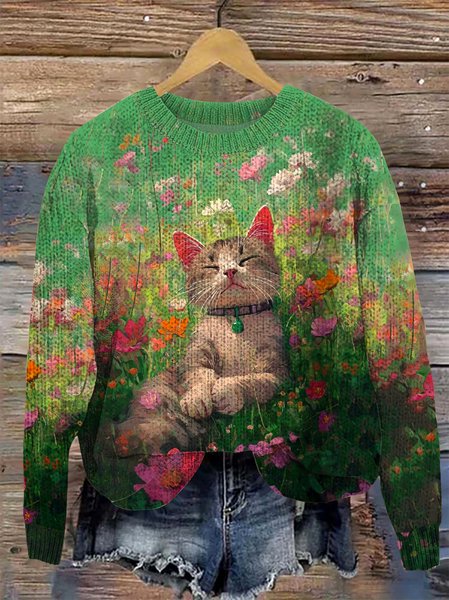 

Women Wool/Knitting Animal Long Sleeve Comfy Casual Sweater, Green, Hoodies & Sweatshirts