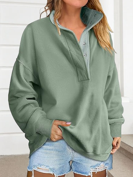 

Plain Casual Sweatshirt, Lightgreen, Outerwear