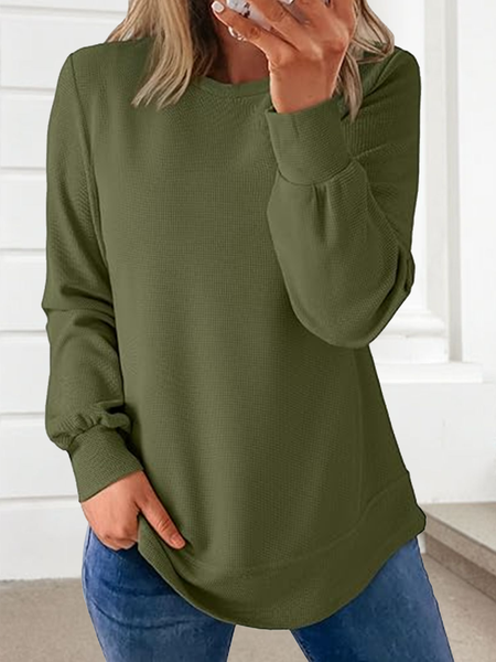 

Casual Plain Spring/Fall Loose Sweatshirt, Army green, Hoodies & Sweatshirts